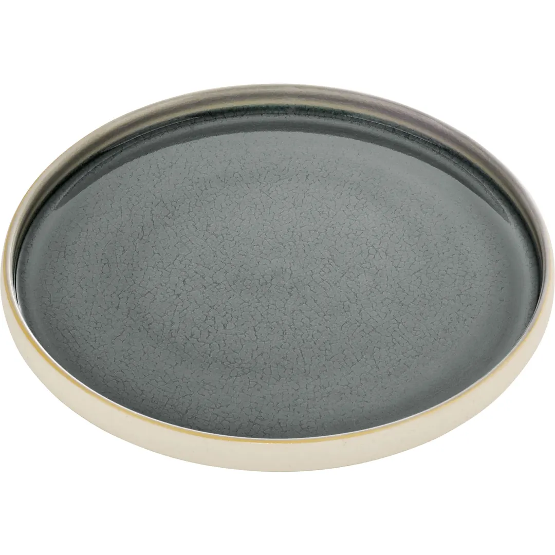 Playground 701122191016151 Nara Round Stoneware Plate, 8.25" Diameter, Grey Finish - 1/Case