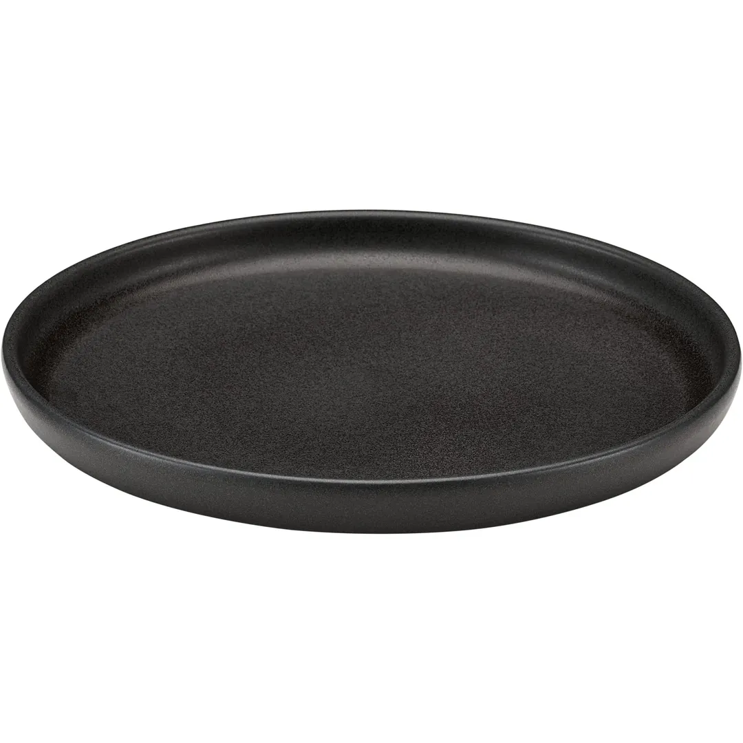 Libbey 701122291000309 Elements Round Plate, 8.625" Diameter, Black Stoneware, Dinnerware, - 1/Case