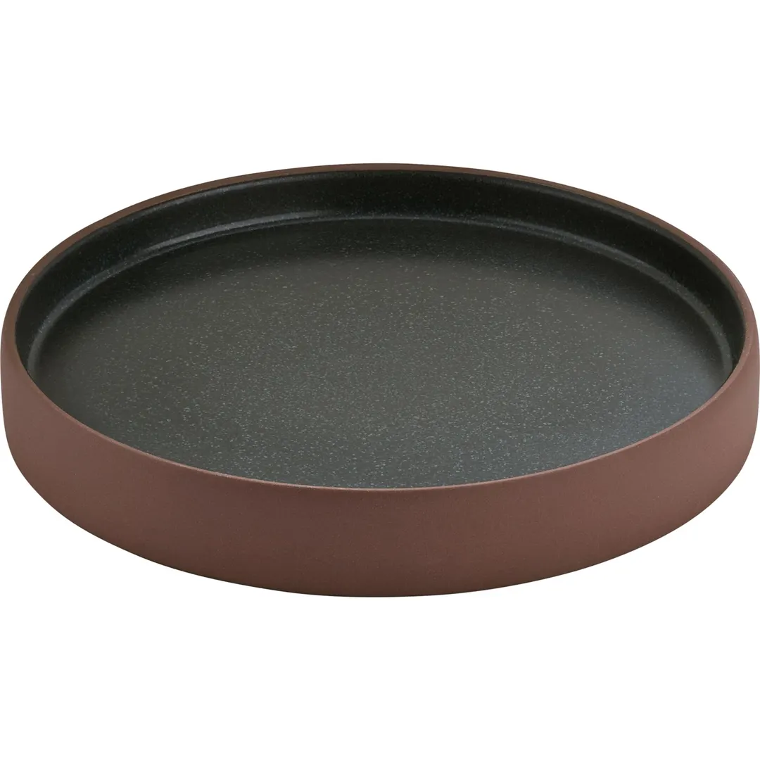 Libbey 701187191101792 8¼" Half‑Deep Round Stoneware Plate, Brown/Black, 8‑1/4" Diameter – 1/Case