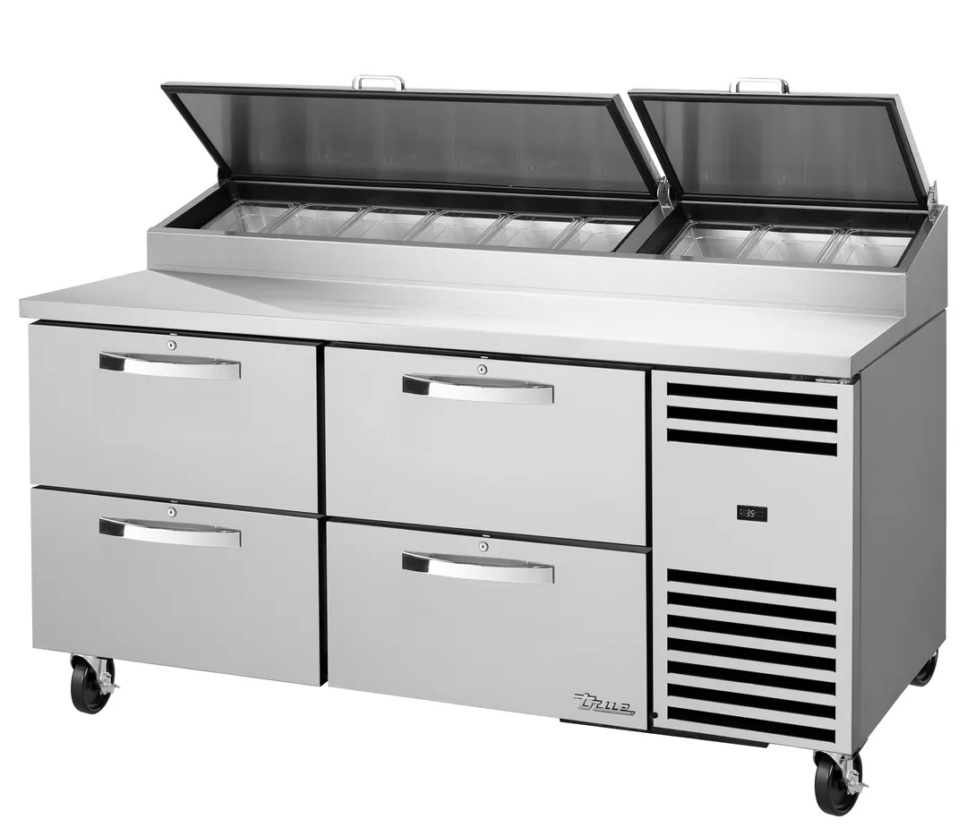 True TPP-AT-67D-4-HC~SPEC3~HGTP Pizza Prep Table Refrigerated Counter