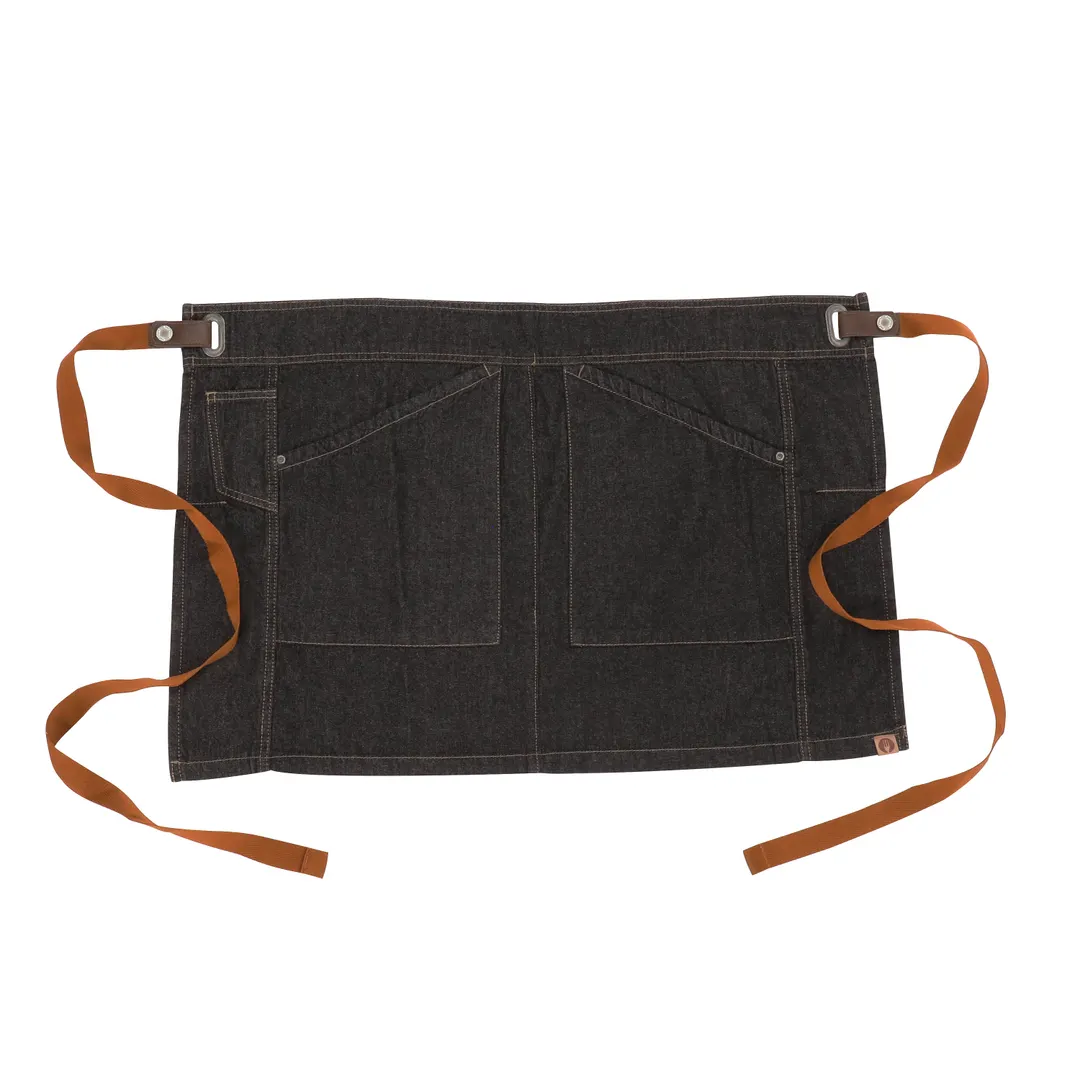 Chef Works AHS01S-BLK-0 Waist Apron, 17.9"L x 28"W, Unisex, Black, 100% Cotton