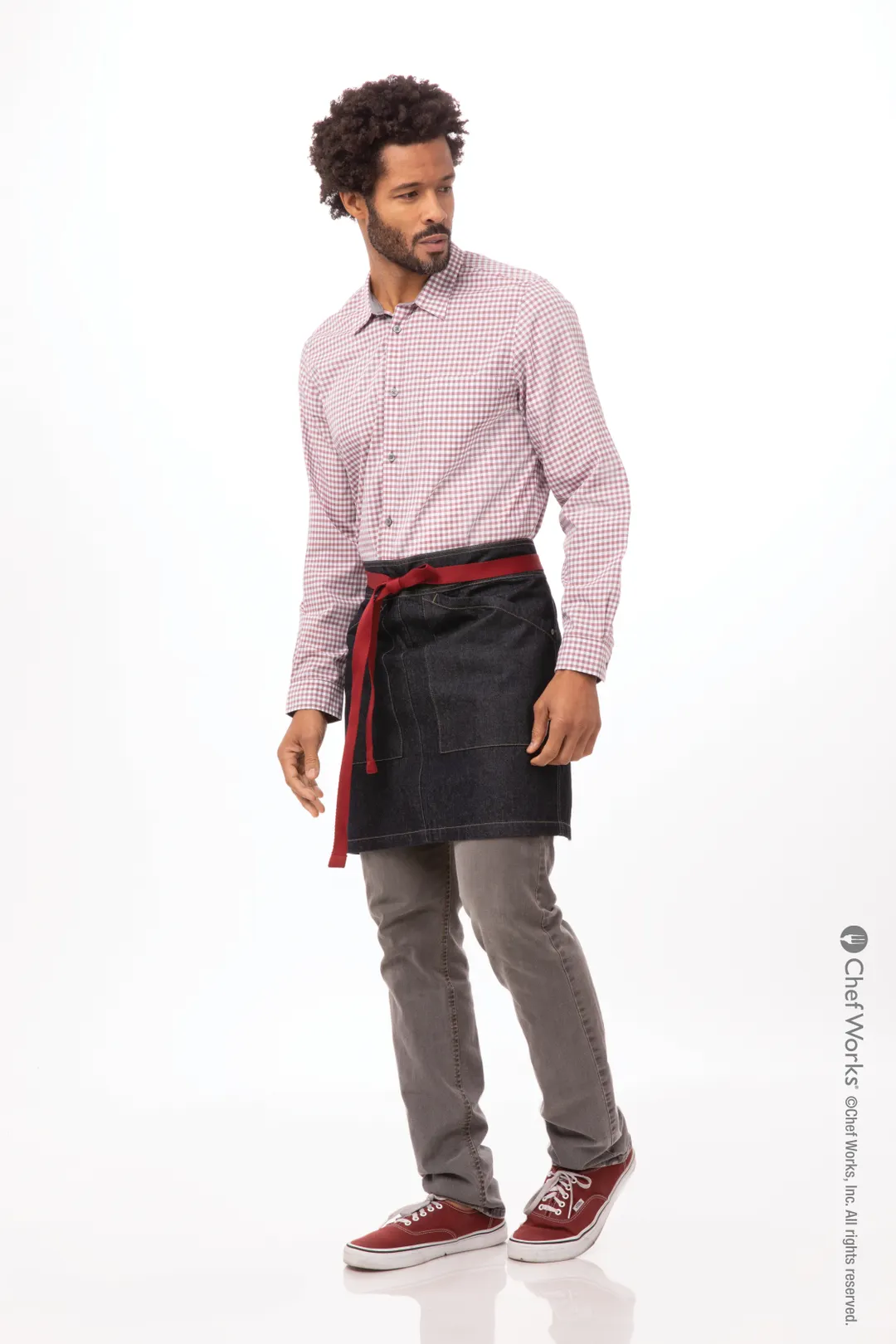 Chef Works AHS01S-IBL-0 Waist Apron, 17.9"L x 28"W, Unisex, Indigo Blue, 100% Cotton