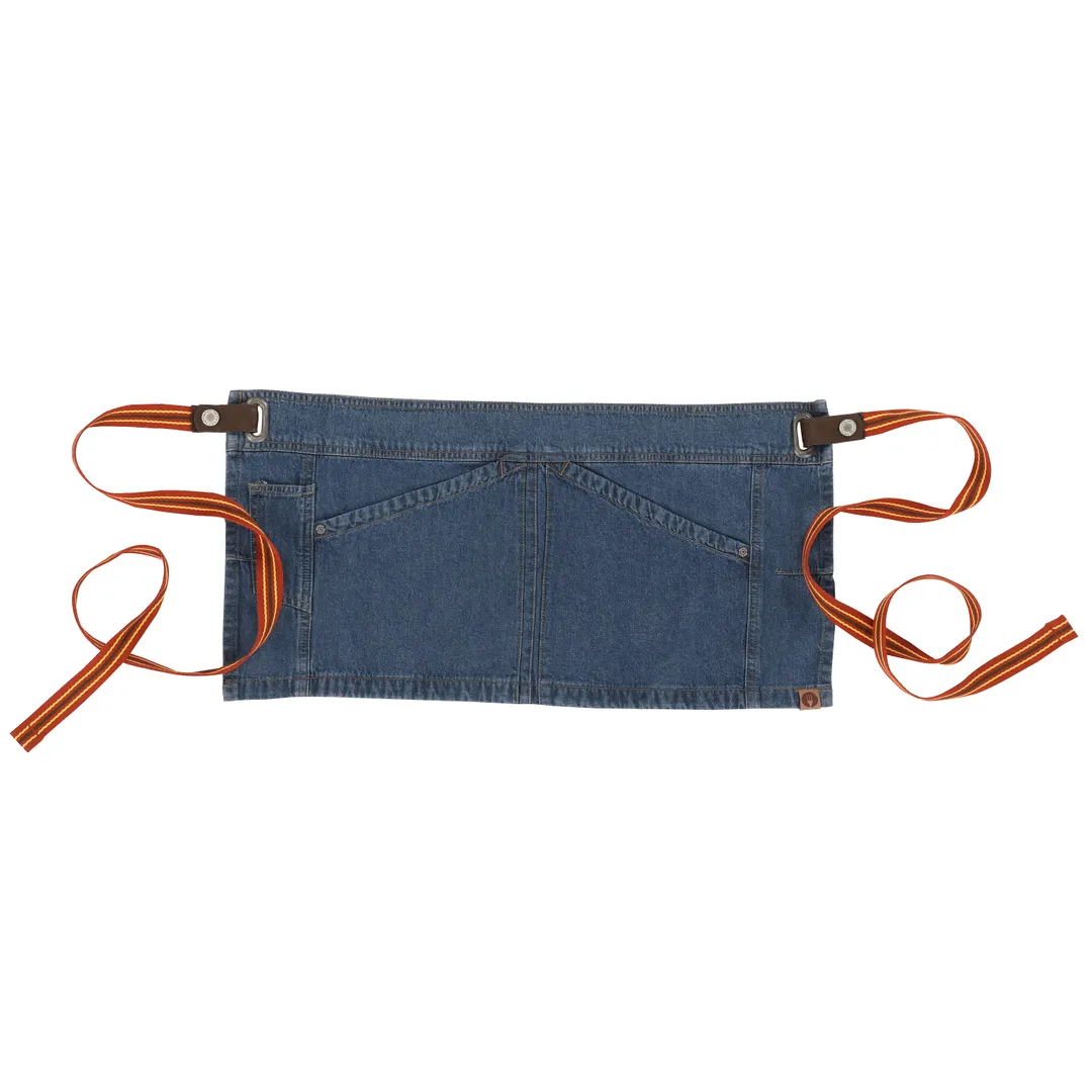 Chef Works AWS01S-MDB-0 Waist Apron, Medium Blue, 12"L x 23"W, 100% Cotton, Hip Pockets