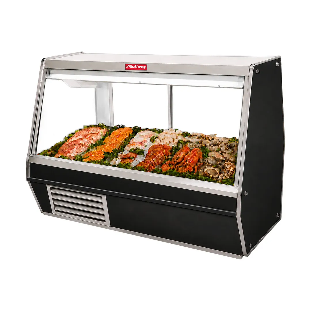 Howard-McCray SC-CFS32E-6-BE-LED 74" Flat Refrigerated Seafood Display Case, Black