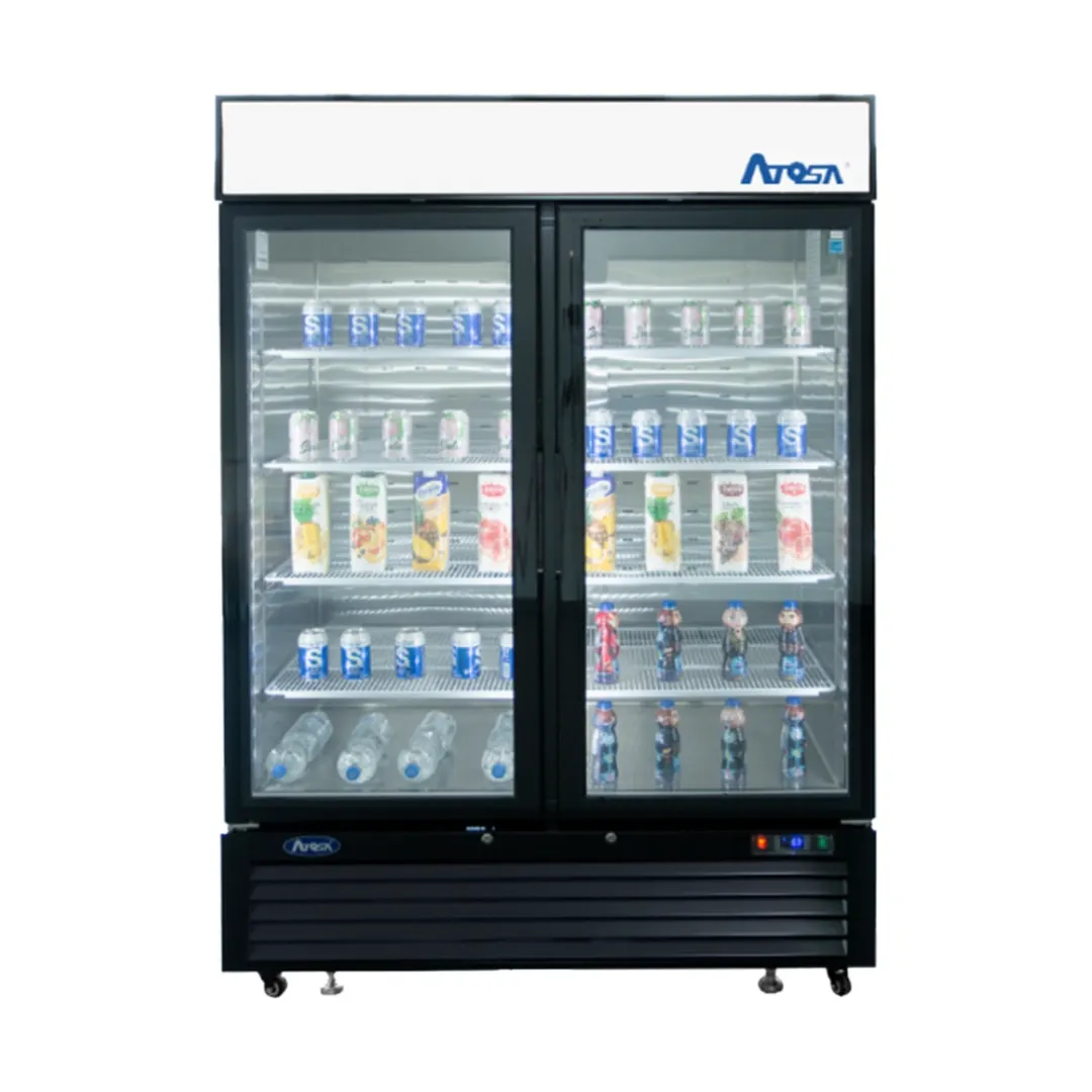 Atosa USA MCF8721ES 54" 2 Section Glass Door Freezer Merchandiser in Black, 43.8 cu. ft.