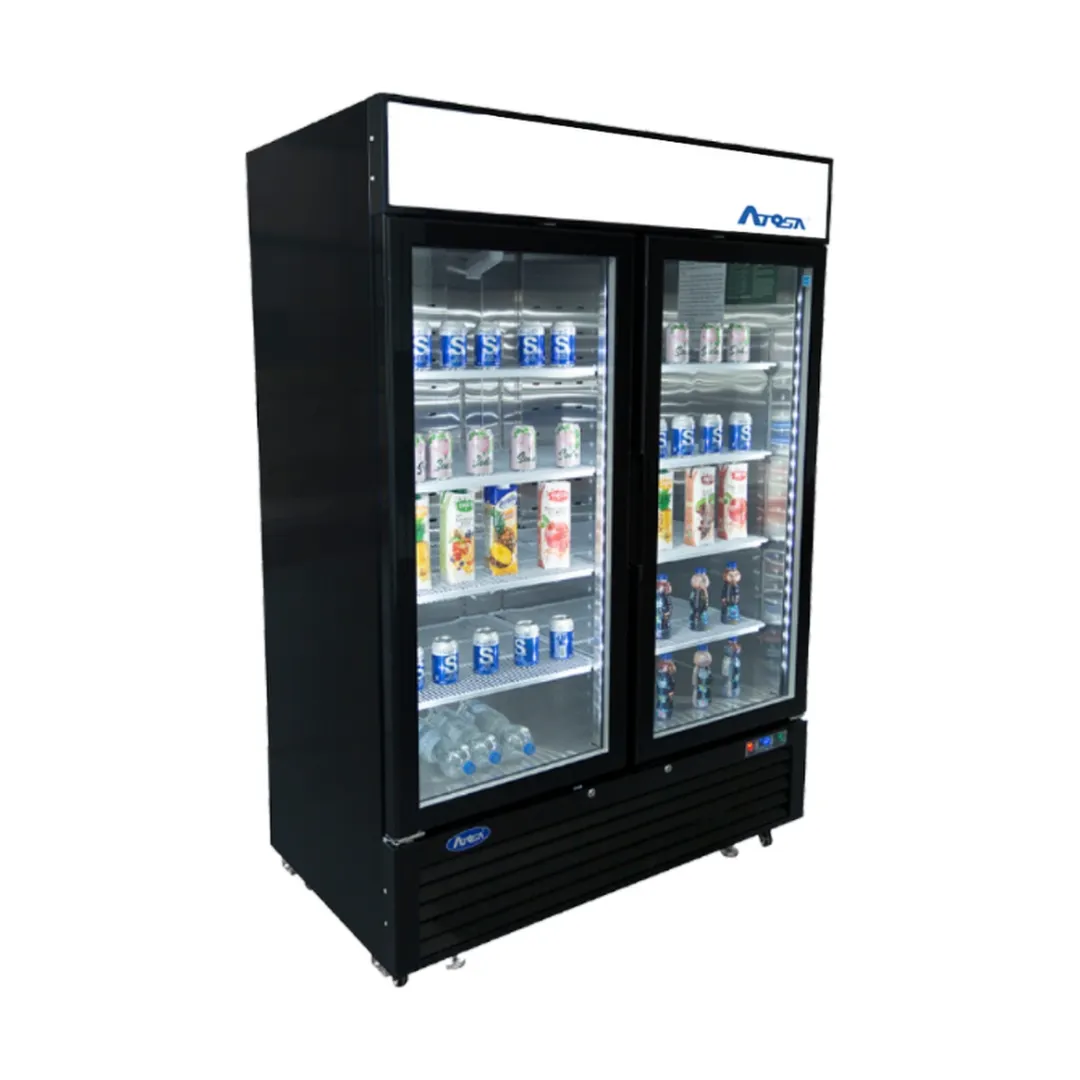 Atosa USA MCF8721ES 54" 2 Section Glass Door Freezer Merchandiser in Black, 43.8 cu. ft.