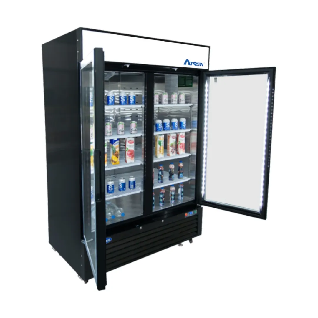 Atosa USA MCF8721ES 54" 2 Section Glass Door Freezer Merchandiser in Black, 43.8 cu. ft.
