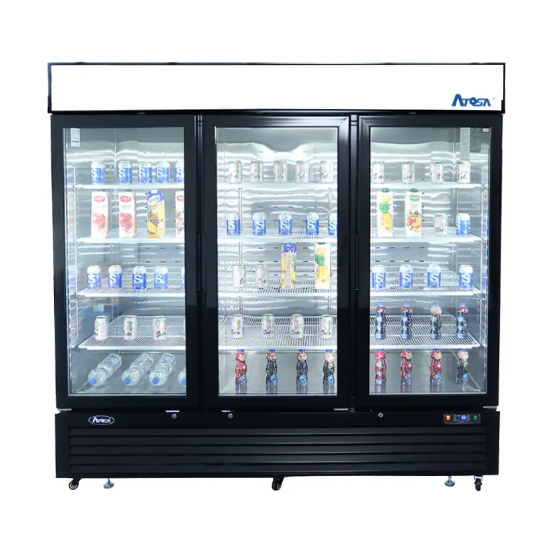 Atosa USA MCF8728GR 81" 3 Glass Door Freezer Merchandiser in Black, 68 cu. ft.