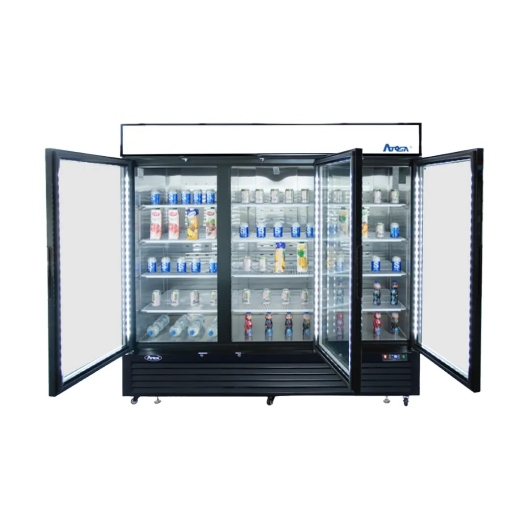 Atosa USA MCF8728GR 81" 3 Glass Door Freezer Merchandiser in Black, 68 cu. ft.