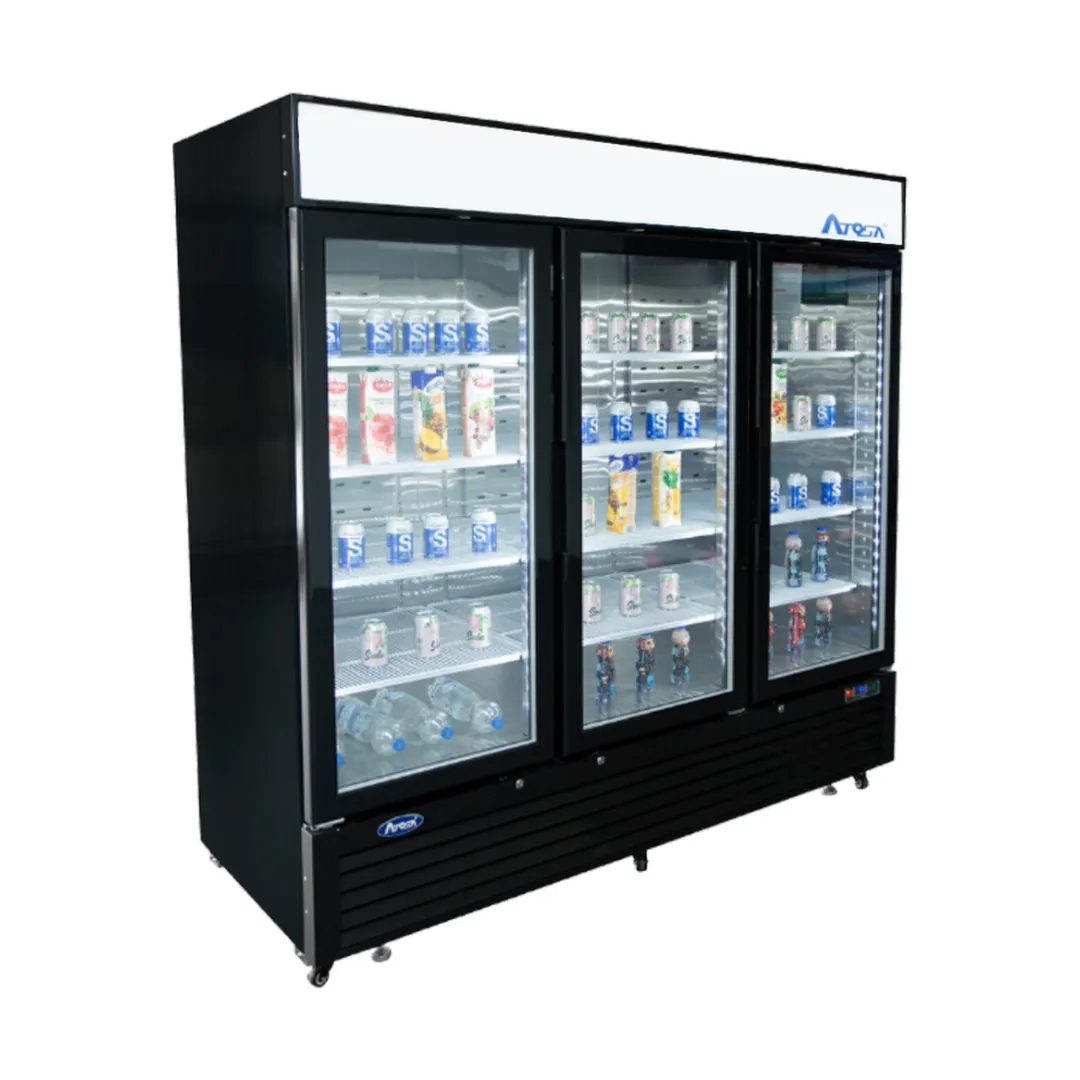 Atosa USA MCF8728GR 81" 3 Glass Door Freezer Merchandiser in Black, 68 cu. ft.
