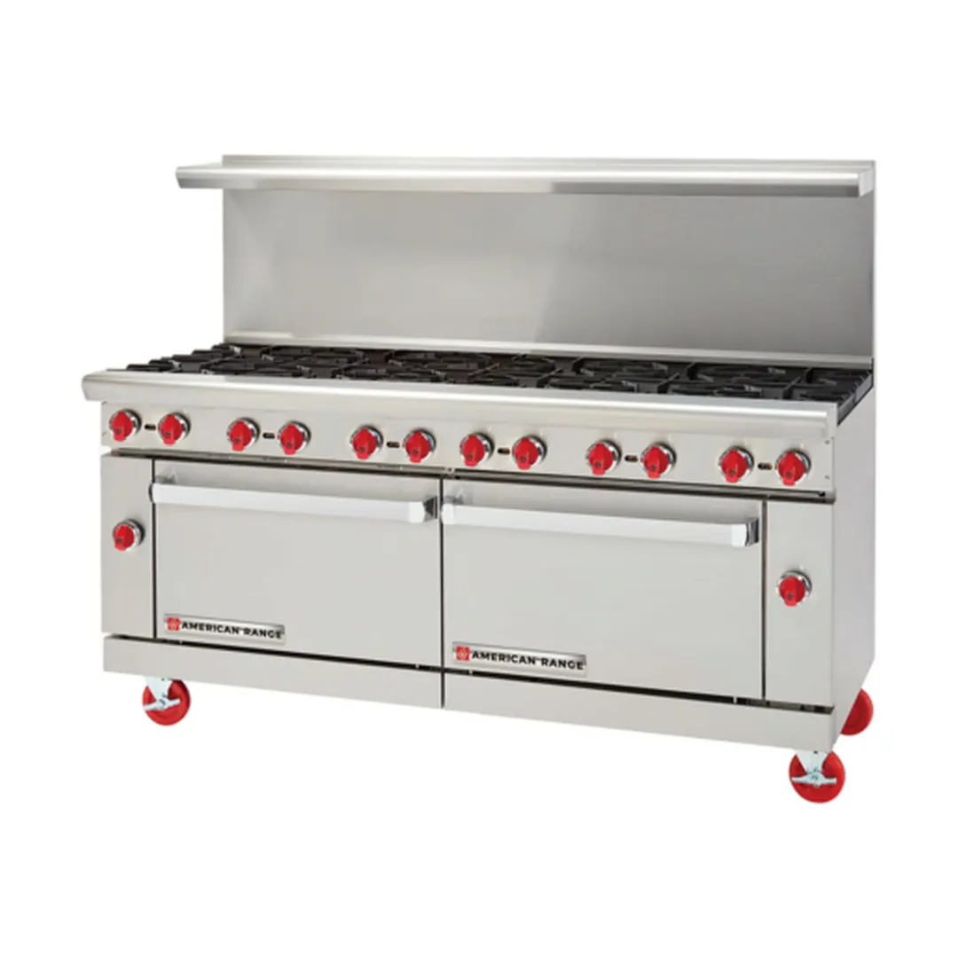 American Range AR-24G-8B-CL-SBR 72" Gas Restaurant Range w/ (8) Open Burners, (1) 24" Griddle, (1) Convection Oven, (1) Cabinet Base, 326.000 BTU 
