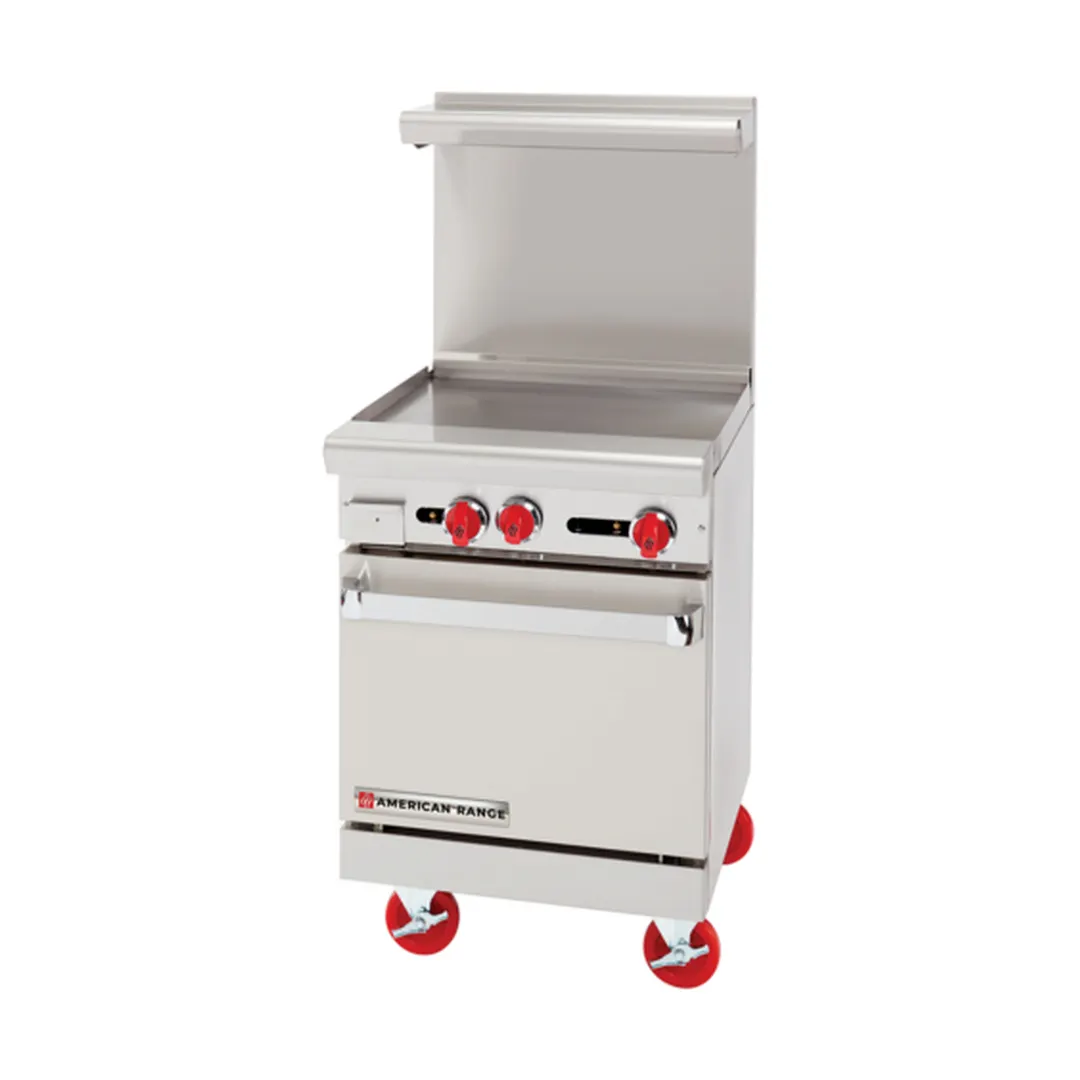 American Range AR-24G 24" Gas Restaurant Range w/ (1) Griddle, (1) Space Saver Oven, 67.000 BTU