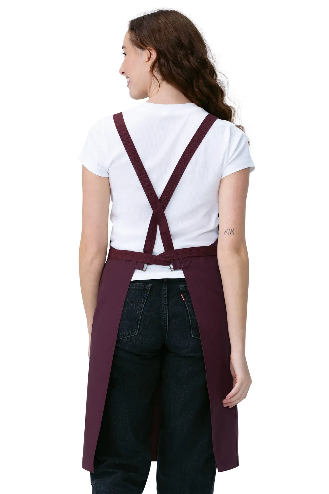 Chef Works ABS04-MER-0 Lockharte Bib Apron, 31"L x 32"W, Merlot, 80% Recycled Polyester/20% Cotton