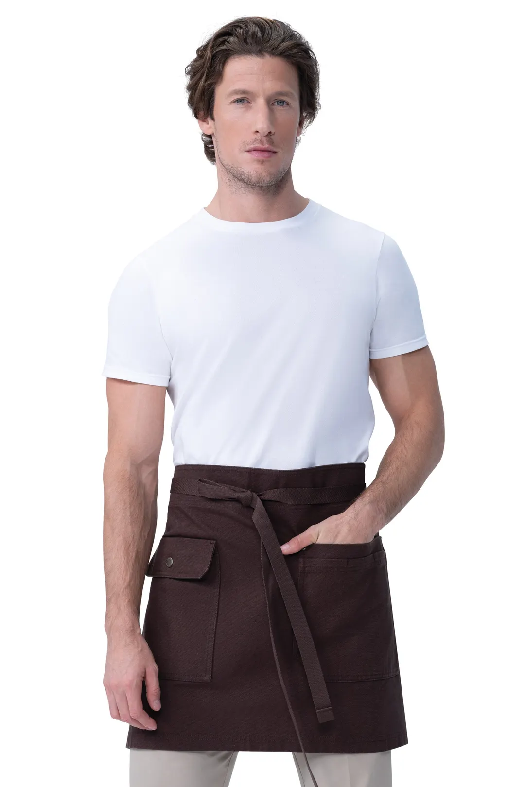 Chef Works AHN11-MQT-0 Waist Apron – Tactical Half Bistro, Unisex, 17-19 30-35 Brown 100% Cotton