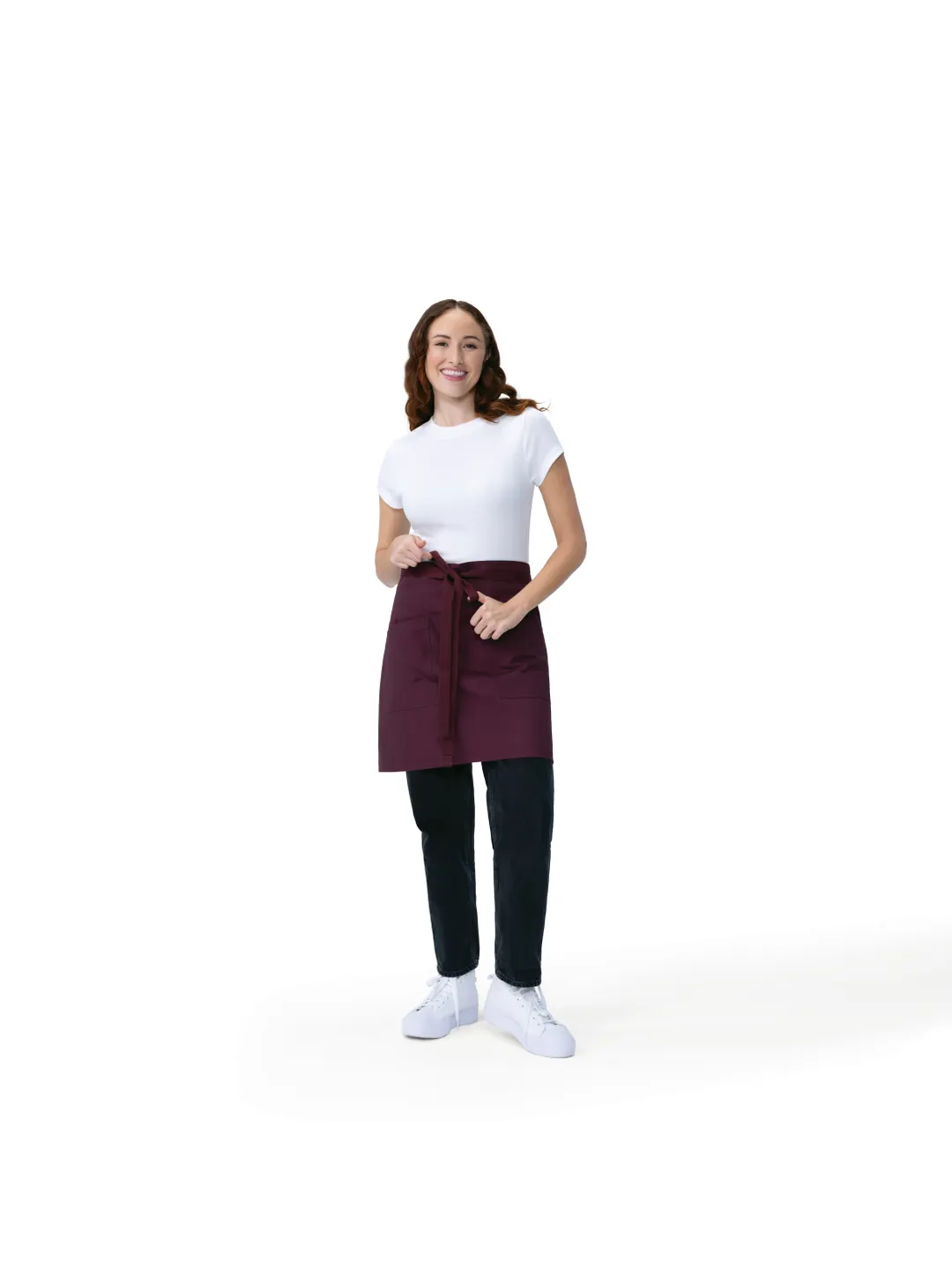 Chef Works AHS02-MER-0 Waist Apron – 36" x 22" Merlot Canvas 80% Recycled Polyester/20% Cotton Straps