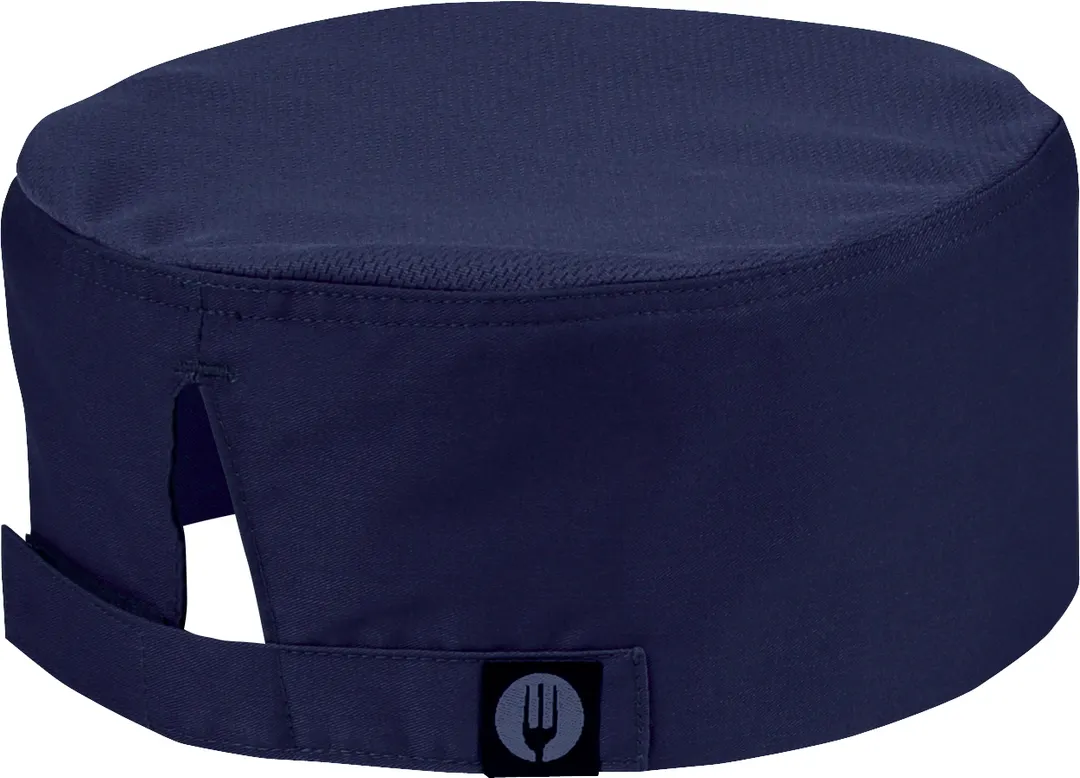Chef Works DFCV-NAV-0 Chef Hat – Beanie, Mesh Top, Adjustable Velcro, 65/35 Poly/Cotton, Navy, Most