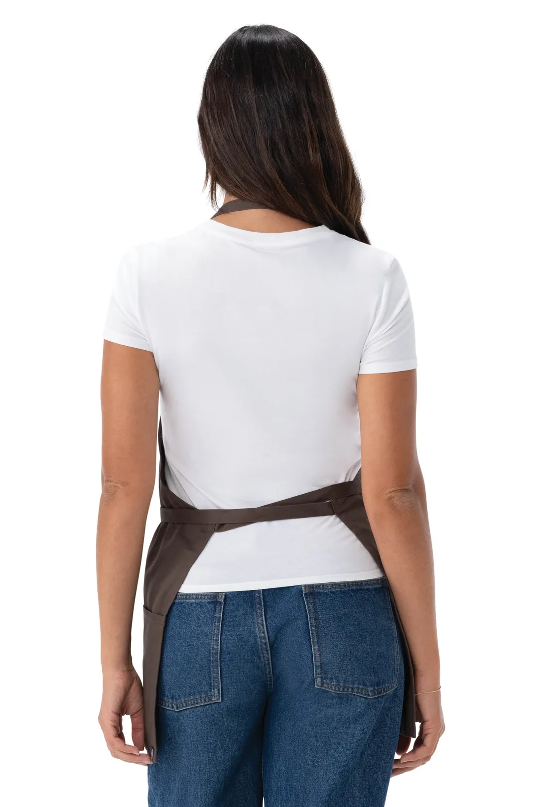 Chef Works F10-ESP-0 Bib Apron, 24"L x 27-1/2"W, 65/35 Poly/Cotton, Brown, Adjustable Neck, 3 Pockets