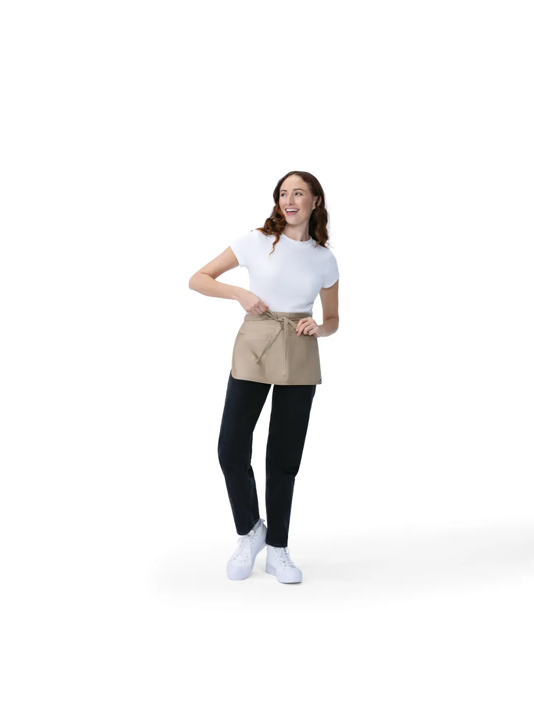 Chef Works FREV-KHA-0 Waist Apron – 11.75" L x 21" W, Reversible, 3 Pockets, Poly/Cotton 65/35, Khaki