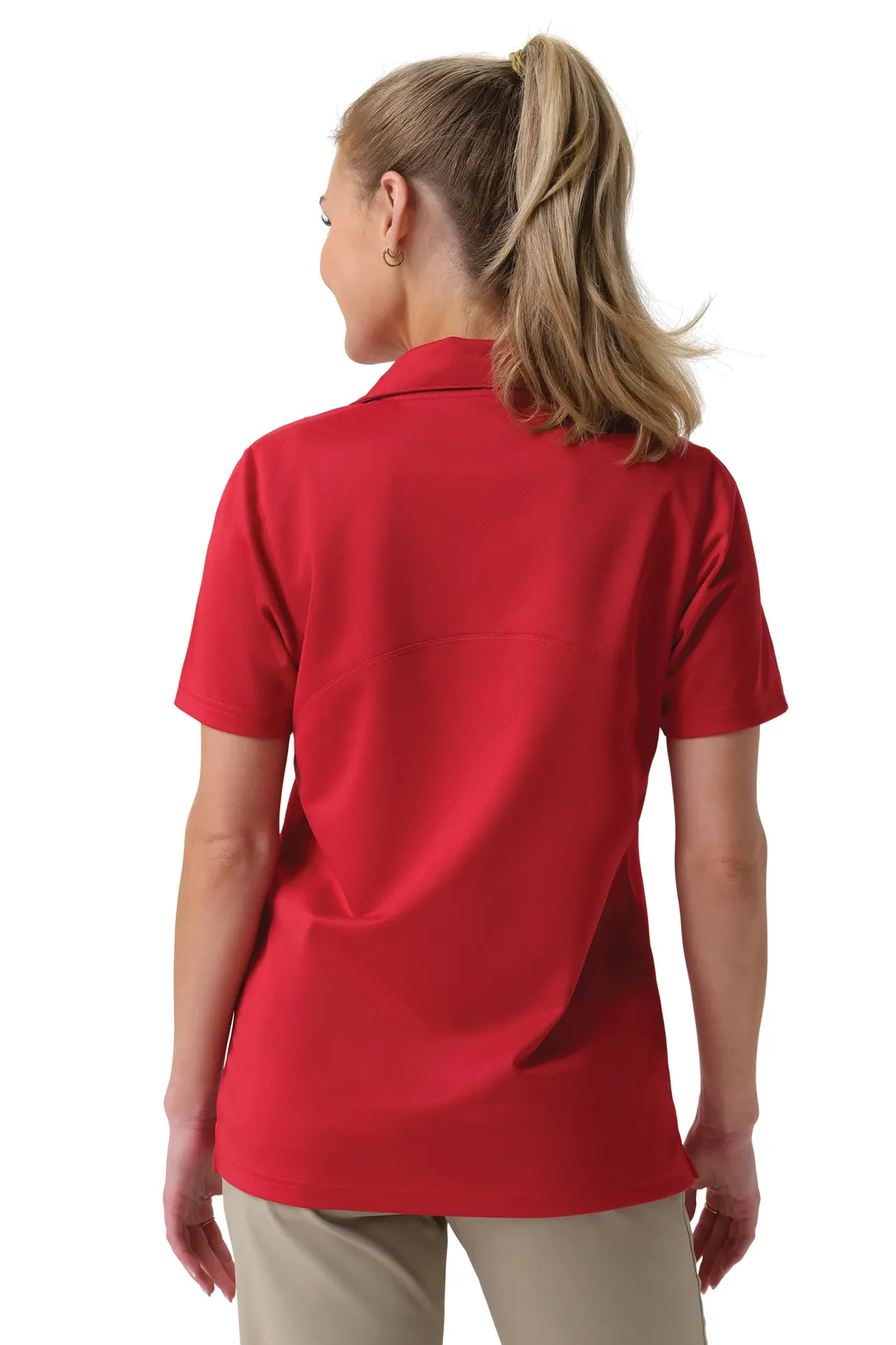 Chef Works Z650W-RED-2XL Women's Red Polo Shirt 2XL, 100% Polyester, Double-Needle, Straight Hem