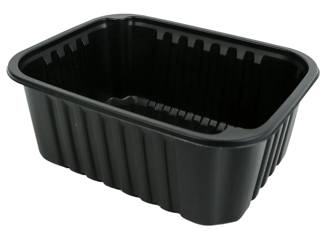 Invacus BLACK PP TRAY PSW-19157 Tray, 46.5 oz, 7.9"x6.1"x2.75", Black Polypropylene, Safe - 36/Case