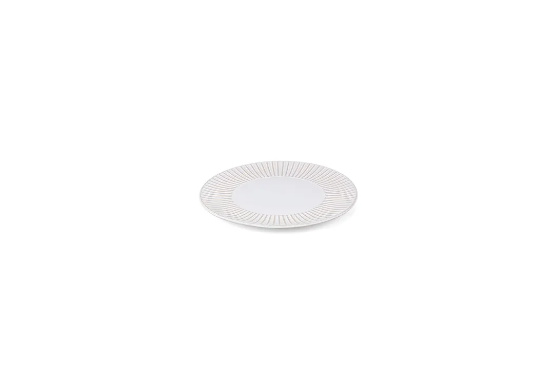 Mikasa 5349888 F2D Stripe Coupe Plate – 8.07"W x 8.07"D x 0.59"H, White Brass Porcelain, 8‑inch Plate