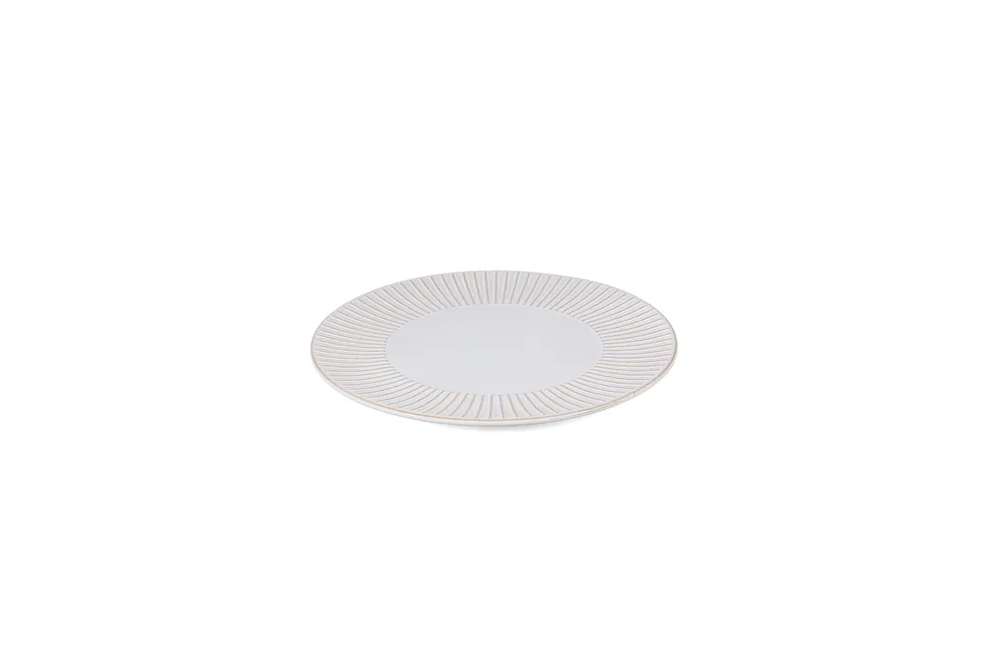 Mikasa 5349977 - F2D Stripe Coupe Plate, 10.70"W x 10.70"D x 0.59"H, White Brass Porcelain, China Bowl