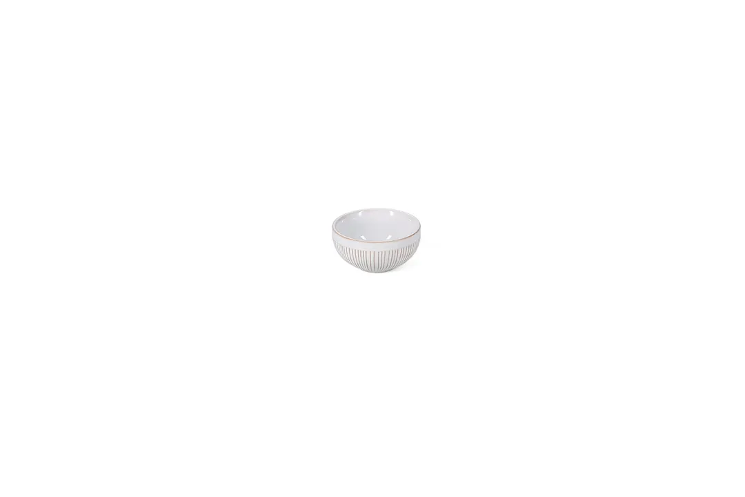 Mikasa 5349987 - F2D Stripe White Brass Porcelain Bowl, 4.4 oz, 3.30"W x 3.30"D x 1.57"H