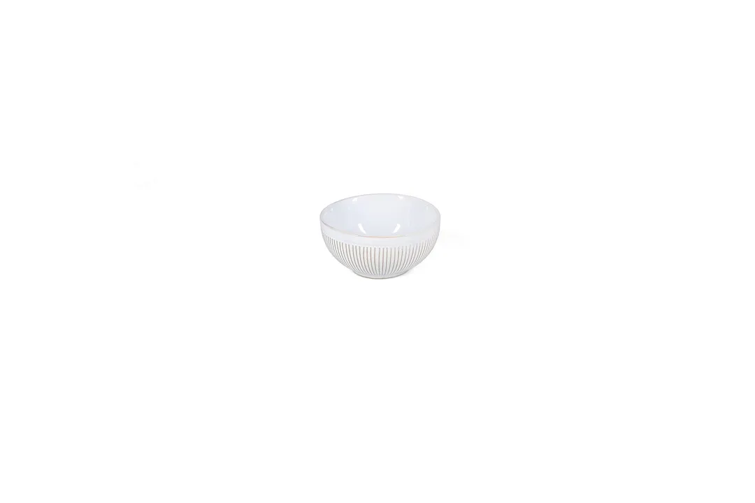 Mikasa 5349991 F2D Stripe Bowl 10oz White Brass Porcelain 4.33"W x 4.33"D x 2.17"H