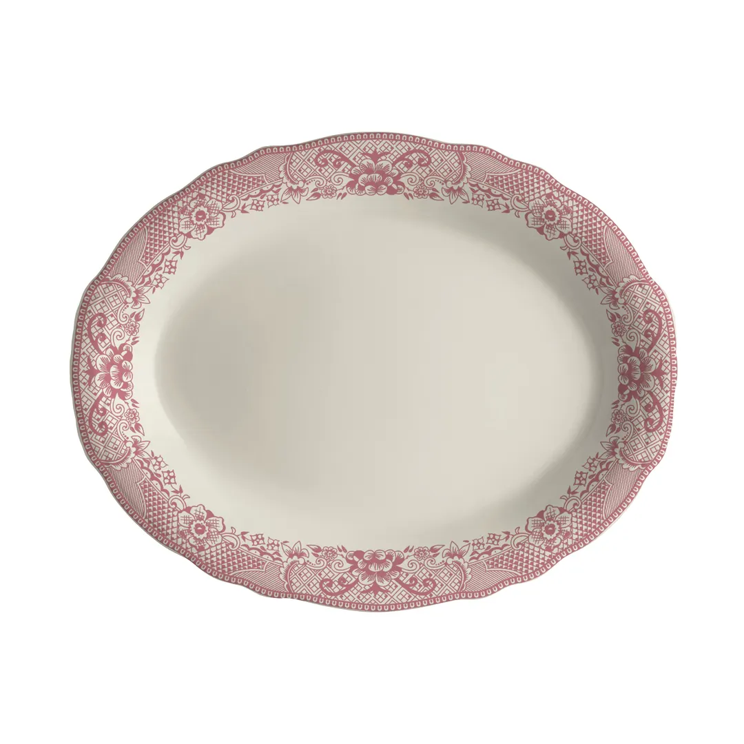 Steelite HL52563923 - Oval China Platter 10" x 7.75", Willow Rose, Dishwasher Safe 500°F - 24/Case