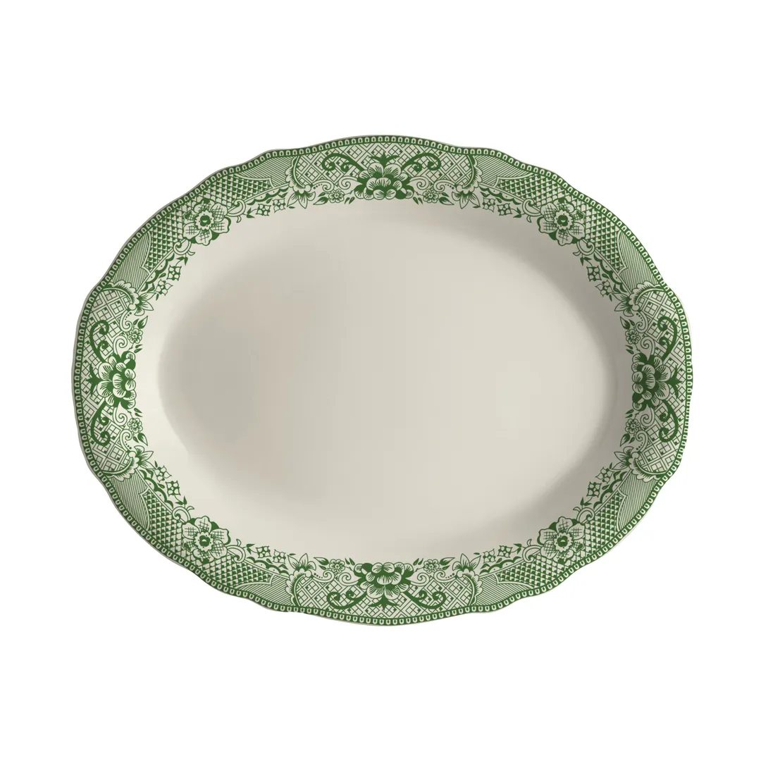 Steelite HL52563925 - Oval China Platter 10" x 7.75", Green, Oven Safe 500°F - 24/Case