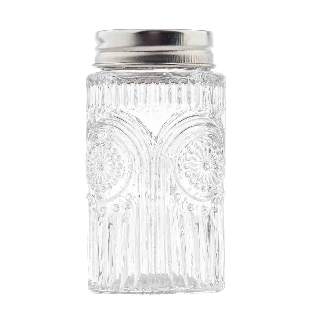 TableCraft 13011 Salt & Pepper Shaker, 3.5oz Clear Sunflower Glass, 2"W x 2"D x 3-3/4"H, Set
