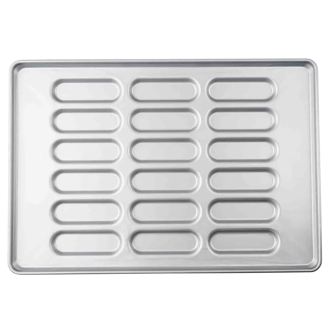 TableCraft 13527 Hot Dog Bun Pan, 25-3/4"W x 17-3/4"D x 1-1/2"H, 18 Mold Steel, Aluminized