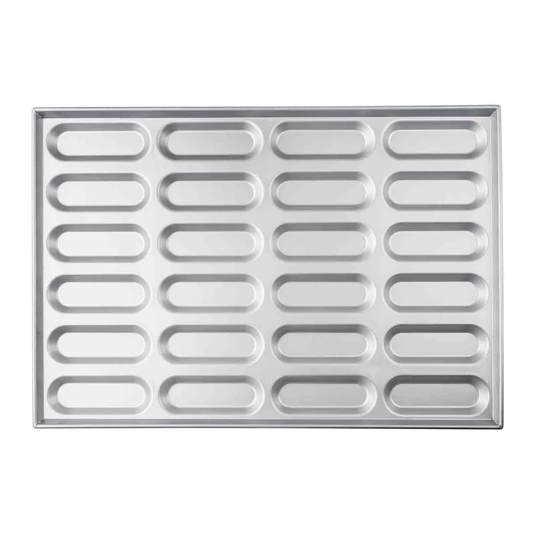 TableCraft 13528 Hot Dog Bun Pan, 29-3/4"W x 20-1/2"D x 1-1/4"H, 24 Molds, Aluminized Steel