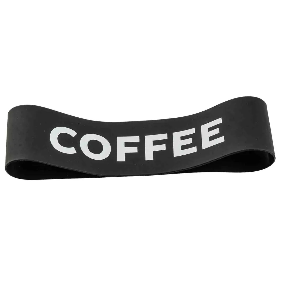 TableCraft Products 13695 Beverage Sign Band, 5"W x 5"D x 2"H, Black Silicone, White COFFEE Lettering