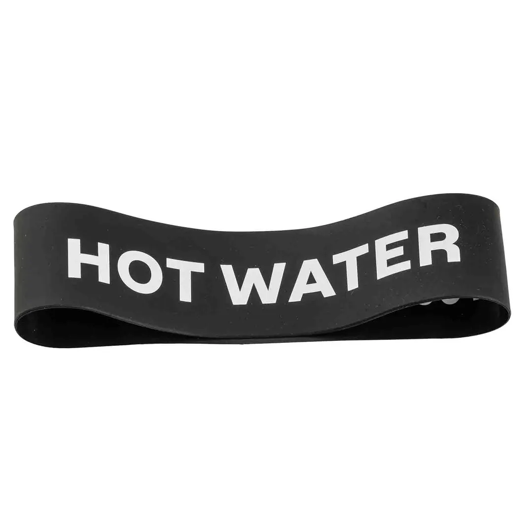 TableCraft 13697 Beverage Sign - 5"W x 5"D x 2"H Black Silicone HOT WATER Band