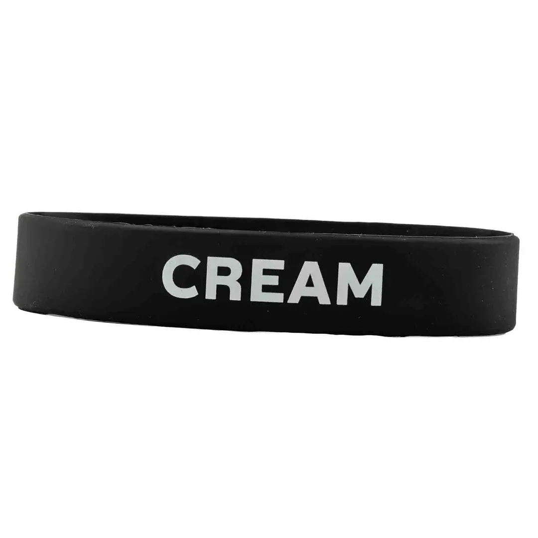 TableCraft Products 13698 Silicone Creamer Band, 3-1/4" x 3-1/4" x 3/4", Black with White 'CREAM' Text