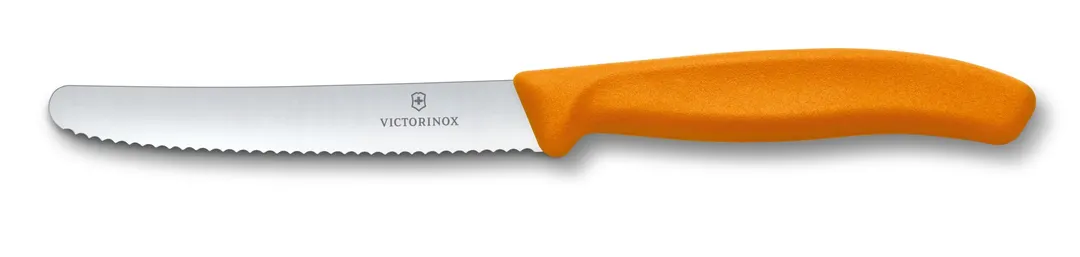 Victorinox 6.7836.L119-X3 Tomato Knife, 4.3" Wavy Orange Handle, Plastic, 4" Length - 1/Box