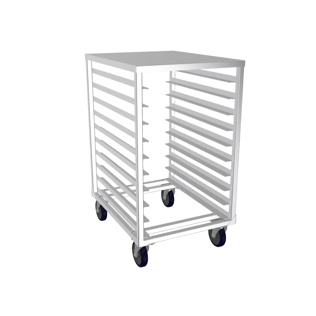 Winholt AL-1810H-BP-SSTOP Aluminum Mobile Half Height Pan Rack with Removable Solid Stainless Steel Top and Precision Bearing Plate Casters