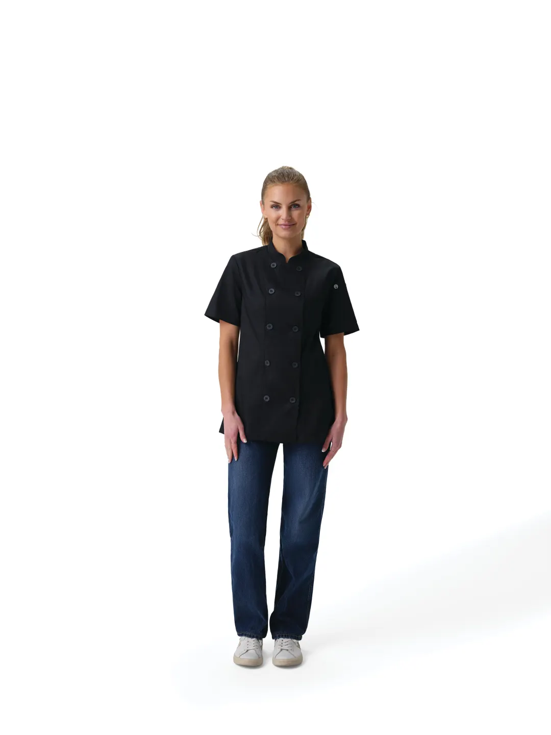 Chef Works CBN03W-BLK-S Chef's Coat