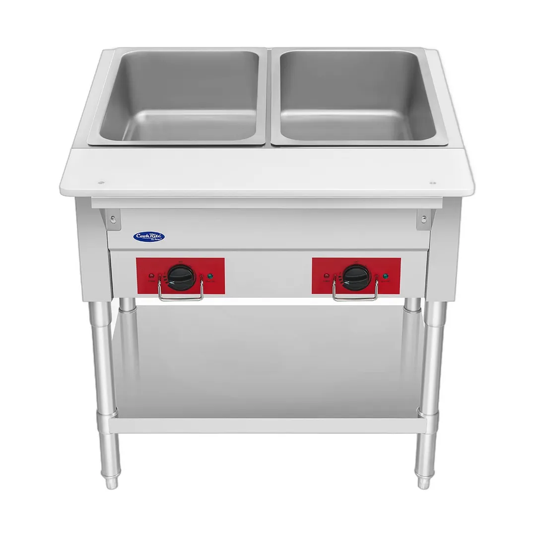 Atosa USA EHS-OW-2 30" 2-Well Electric Steam Table, Undershelf, 120V