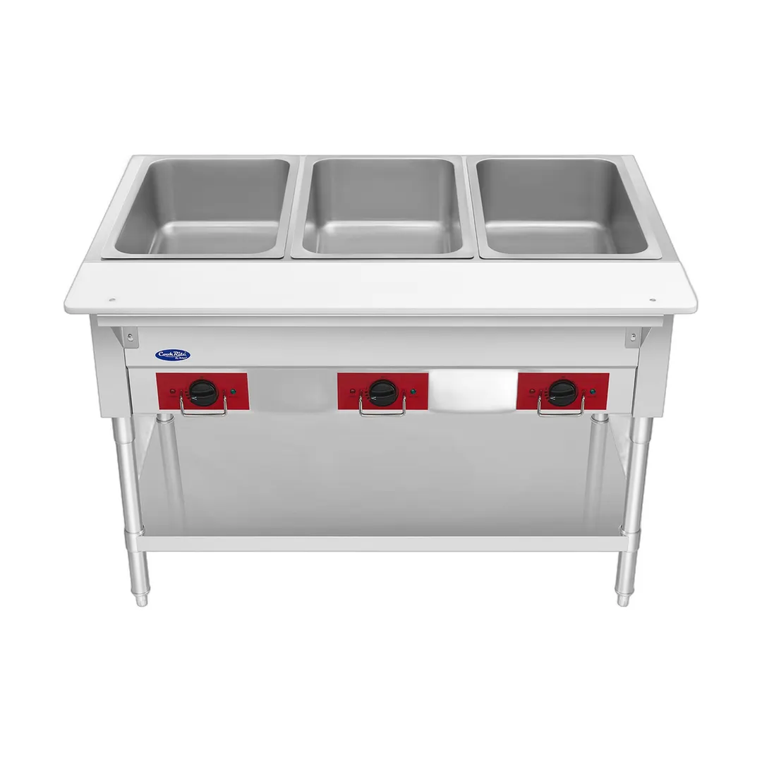 Atosa USA EHS-OW-3 44" 3-Well Electric Steam Table, Undershelf, 120V