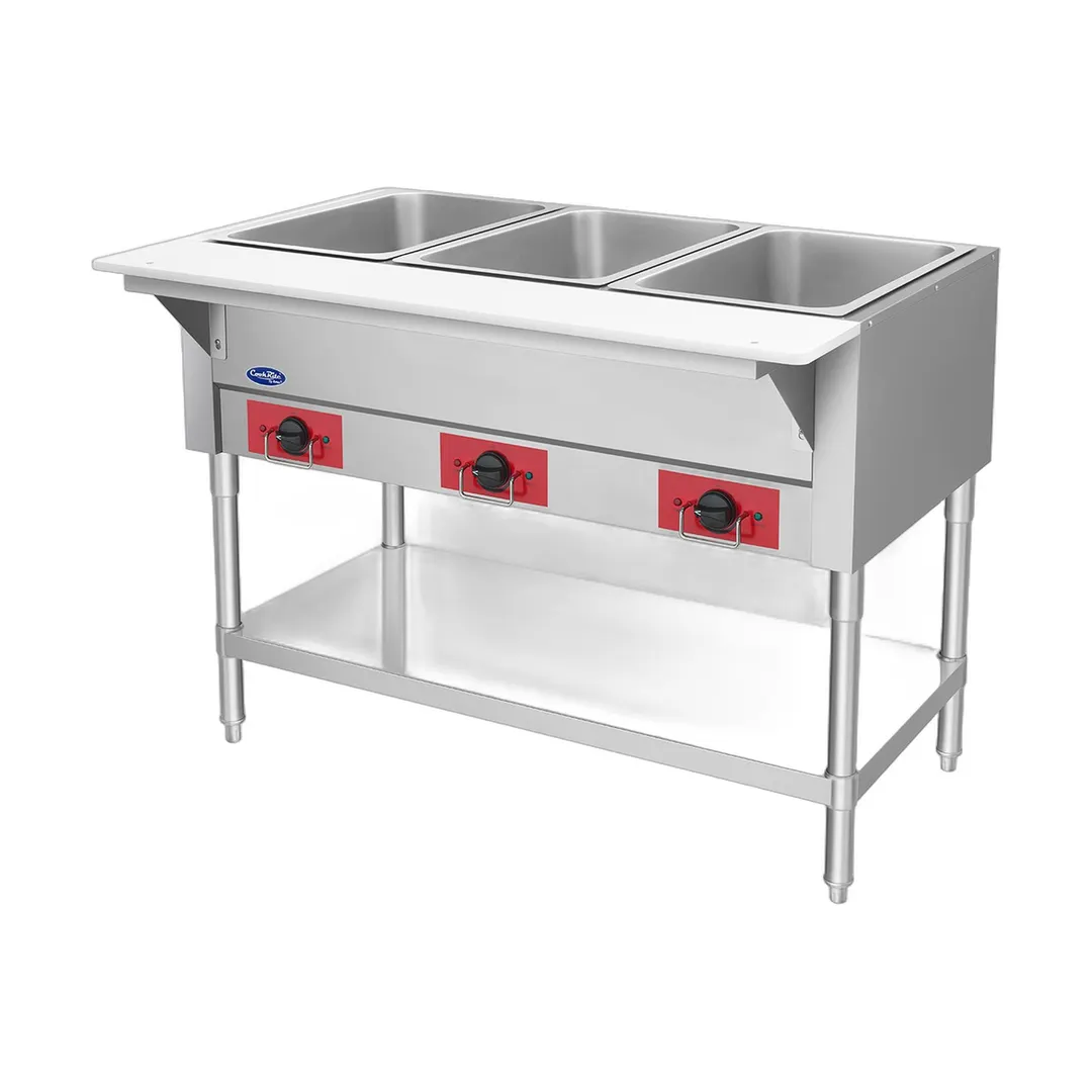 Atosa USA EHS-OW-3 44" 3-Well Electric Steam Table, Undershelf, 120V