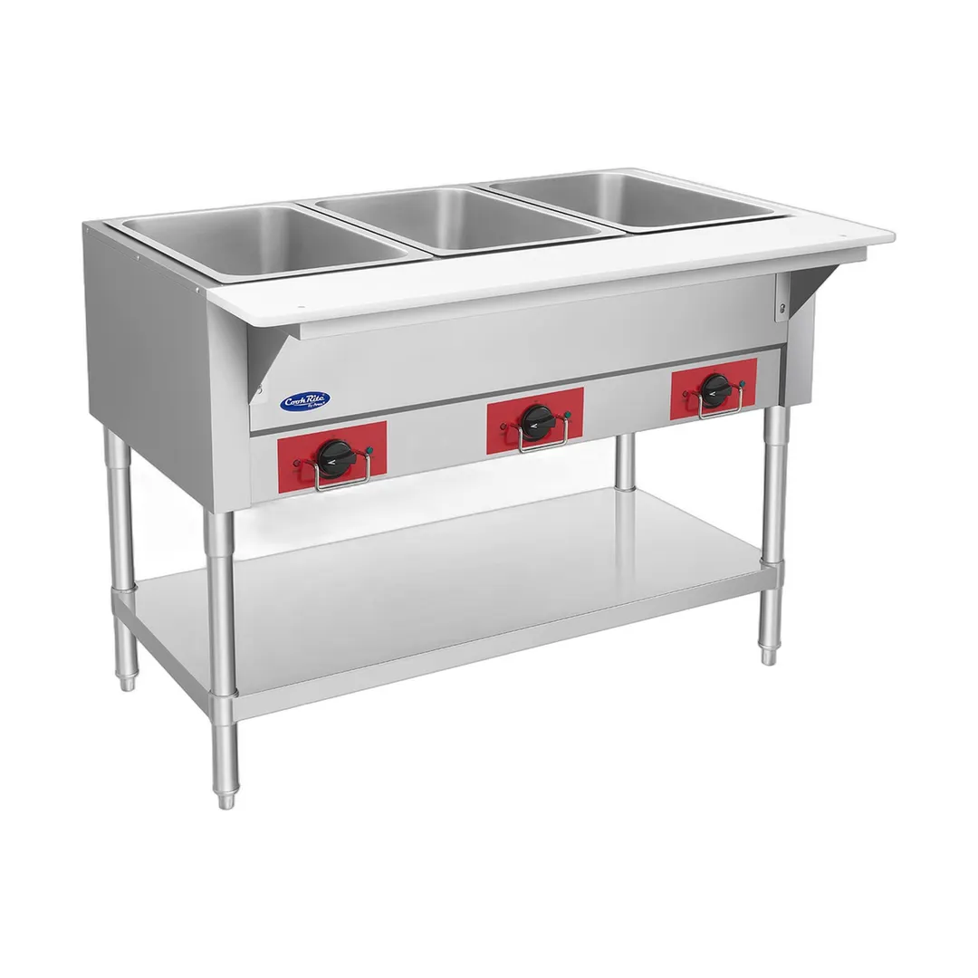 Atosa USA EHS-OW-3 44" 3-Well Electric Steam Table, Undershelf, 120V