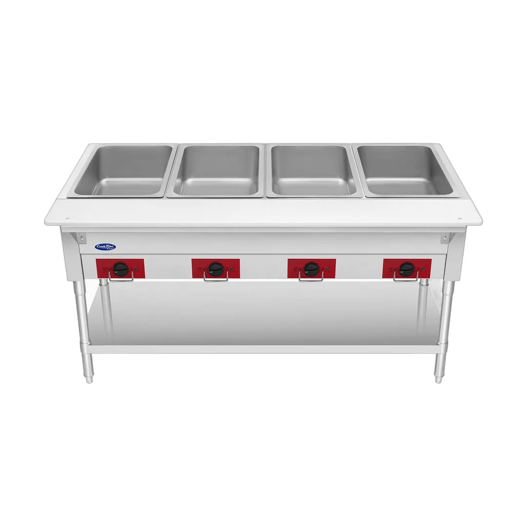 Atosa USA EHS-OW-4 58" 4-Well Electric Steam Table, Undershelf, 120V
