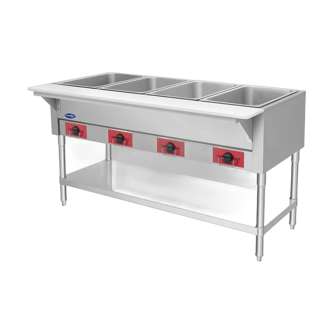 Atosa USA EHS-OW-4 58" 4-Well Electric Steam Table, Undershelf, 120V