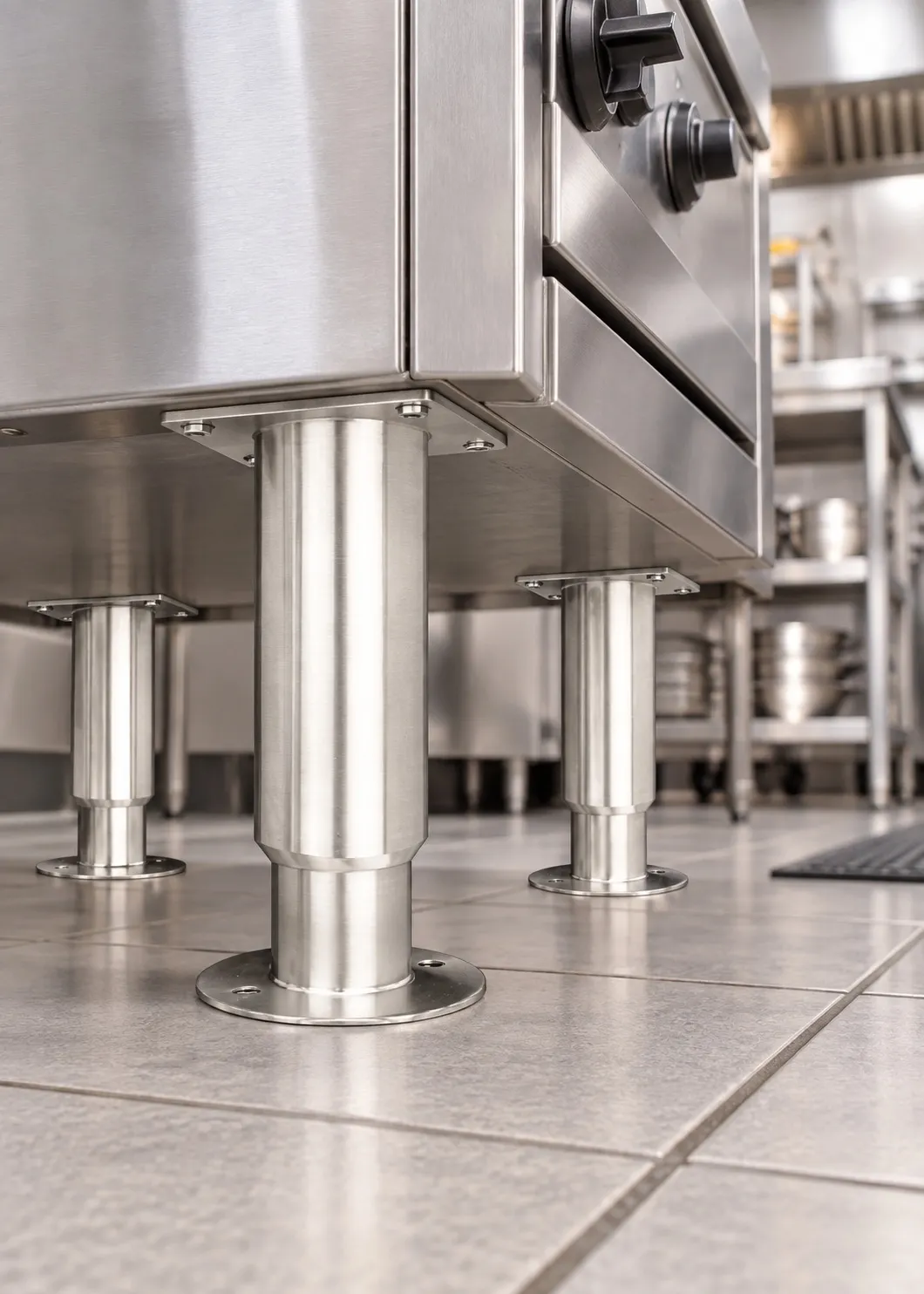Vulcan ABC-FEET Security/Seismic Legs with Mounting Plate, 6" Height, Bamboo, Set of 4 Table Bases