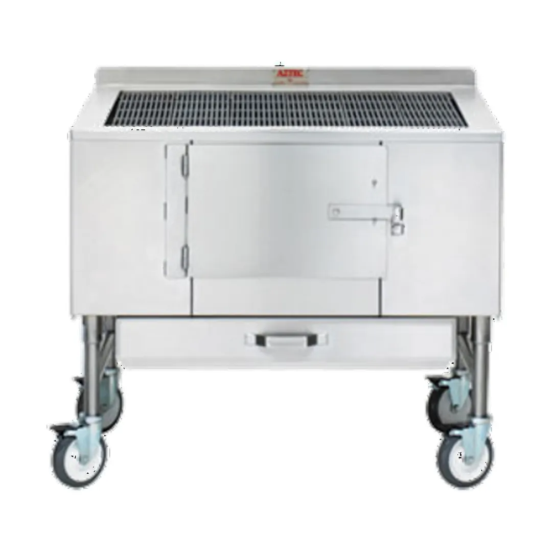 Aztec Grill ST-42 42" Cast Iron Wood Burning Charbroiler, Free Standing / Wood Fired