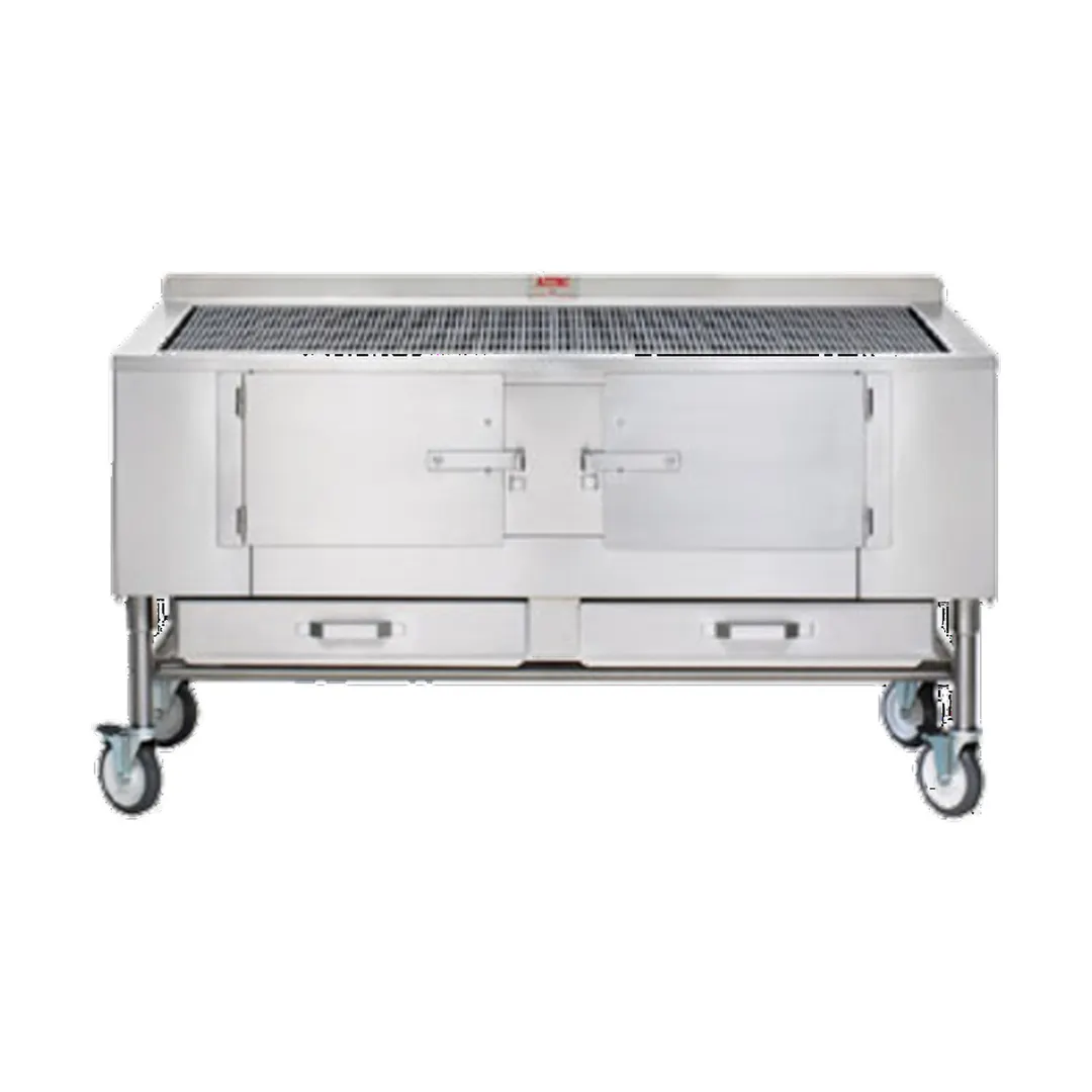 Aztec Grill ST-66 66" Cast Iron Wood Burning Charbroiler, Free Standing / Wood Fired