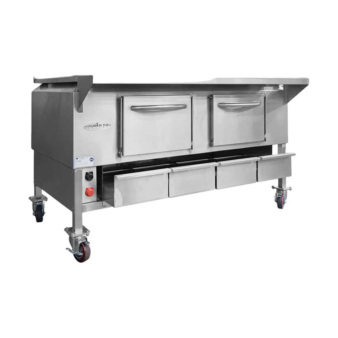 Champion Tuff Grills TG 60 60" Cast Iron Wood Burning Charbroiler, Free Standing / 25,000 BTU