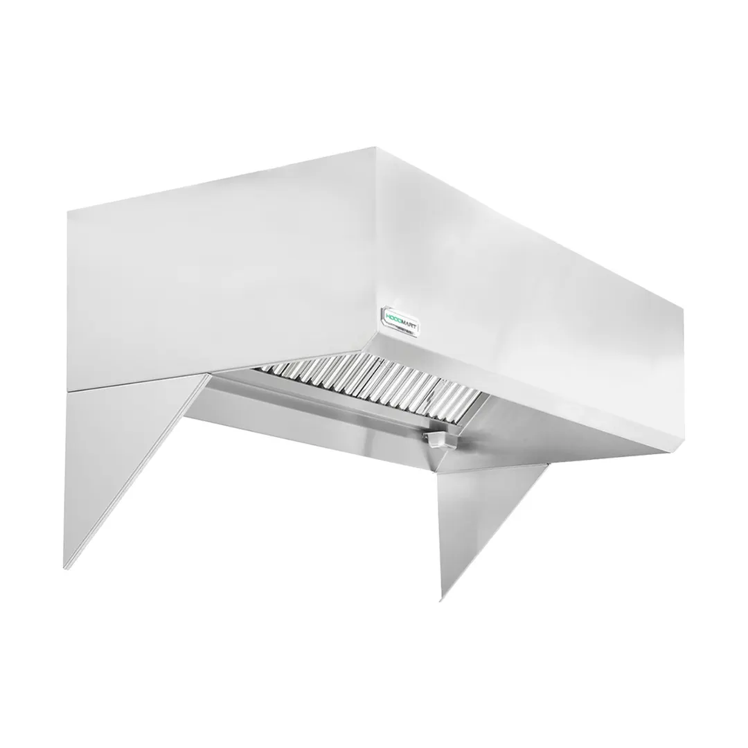 HoodMart 2016B 16 FT Restaurant Hood System w/ Makeup-Air, 18 Gauge Steel